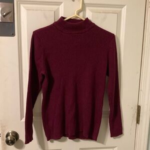 Karen Scott Medium M Mock Neck Wine Color Ribbed Sweater